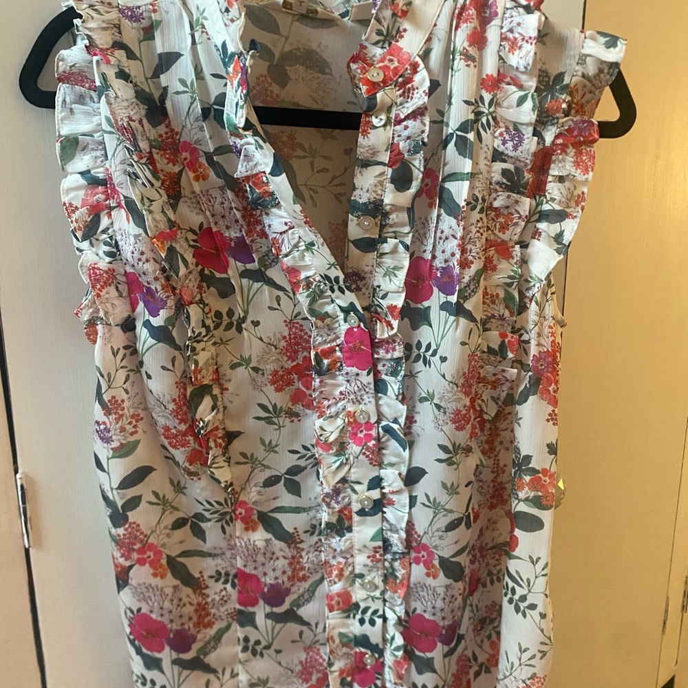 Ted Baker Cream Ruffled Sleeveless Blouse